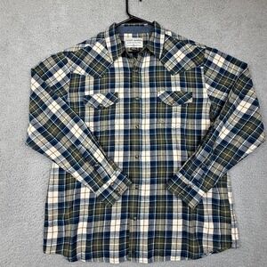 Cody James Mens Western Plaid‎ Flannel Long Sleeve Shirt, Size L, Cowboy